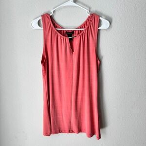 Susan Lawrence Coral Pink Hardware Accent Slub Knit Sleeveless Top 1940M Medium